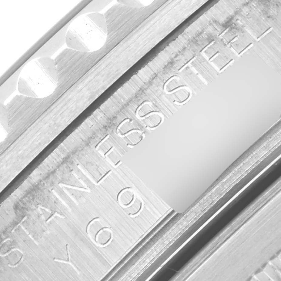 The image shows a close-up of the stainless steel case back with engravings on the Rolex GMT-Master 16710 Men
s Stainless Steel Black Dial 16710 Men
s Stainless Steel Black Dial.