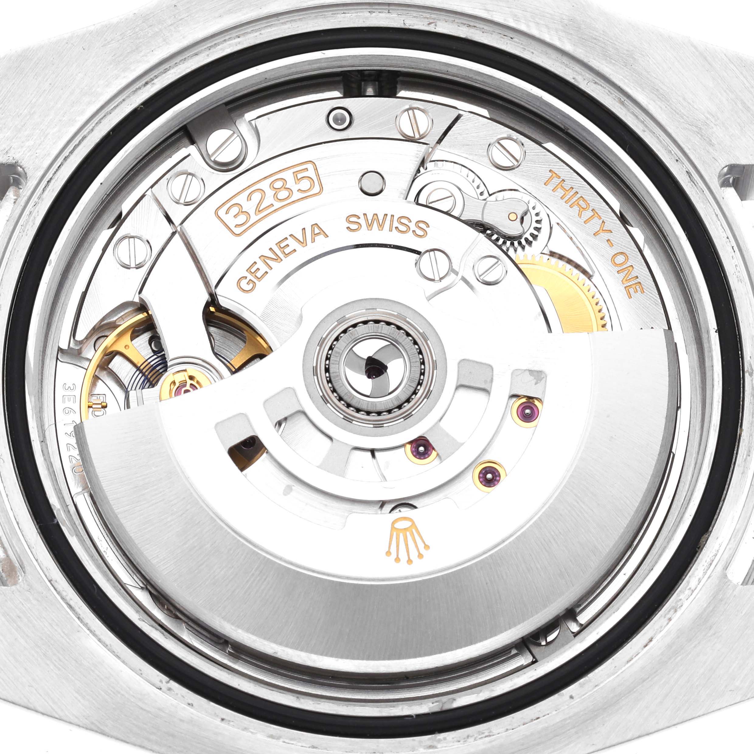 The image shows the movement and inner mechanics of the Rolex GMT-Master 126710BLRO Men's Stainless Steel Black Dial 126710BLRO Men's Stainless Steel Black Dial watch, viewed from the back.