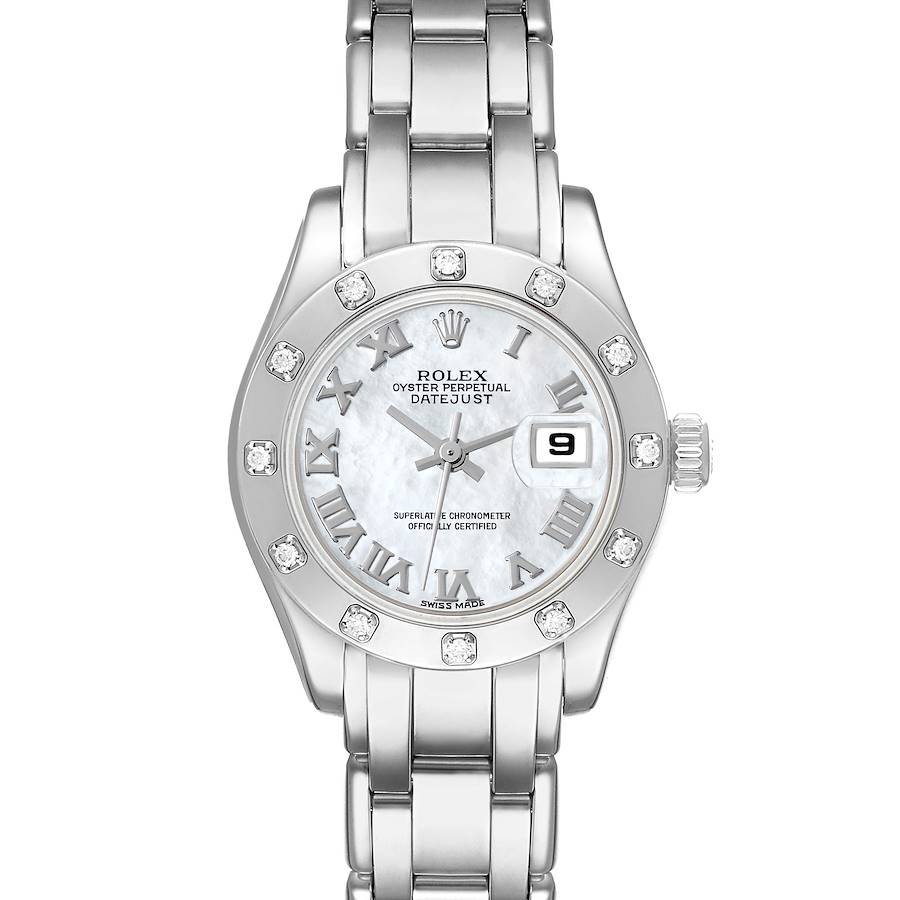 Rolex Masterpiece Pearlmaster White Gold Mother Of Pearl Dial Diamond Ladies Watch 80319 SwissWatchExpo