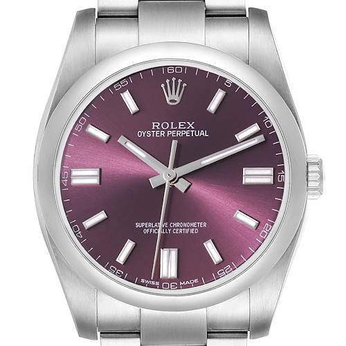Photo of Rolex Oyster Perpetual 36 Red Grape Dial Steel Mens Watch 116000