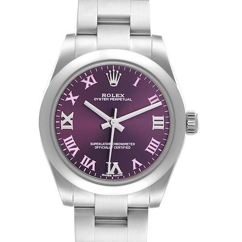 Photo of Rolex Oyster Perpetual Midsize Red Grape Dial Ladies Watch 177200 Unworn