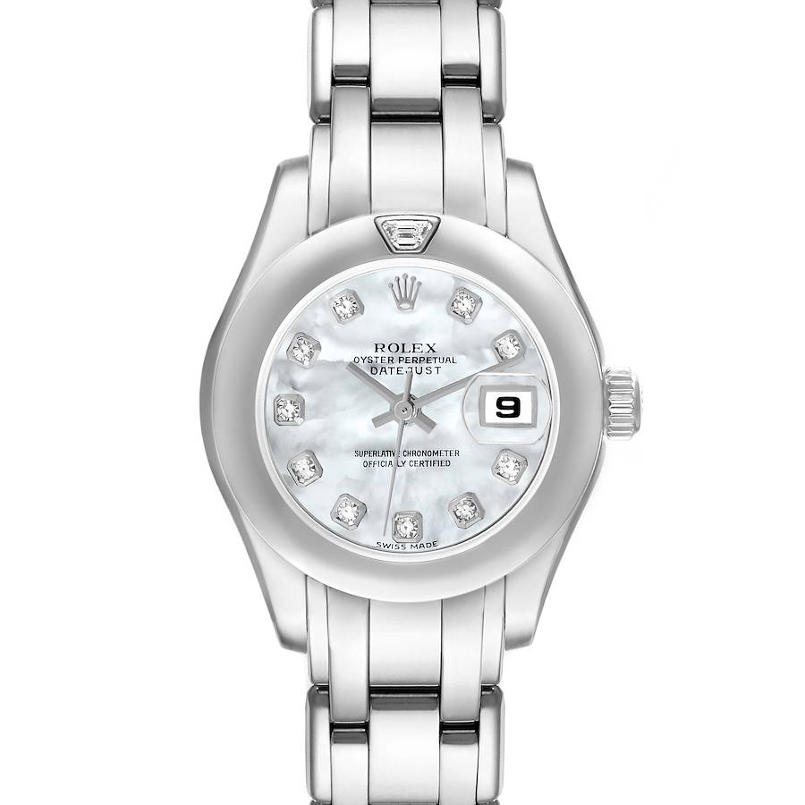 Rolex Pearlmaster White Gold Mother Of Pearl Diamond Dial Ladies Watch 69329 SwissWatchExpo