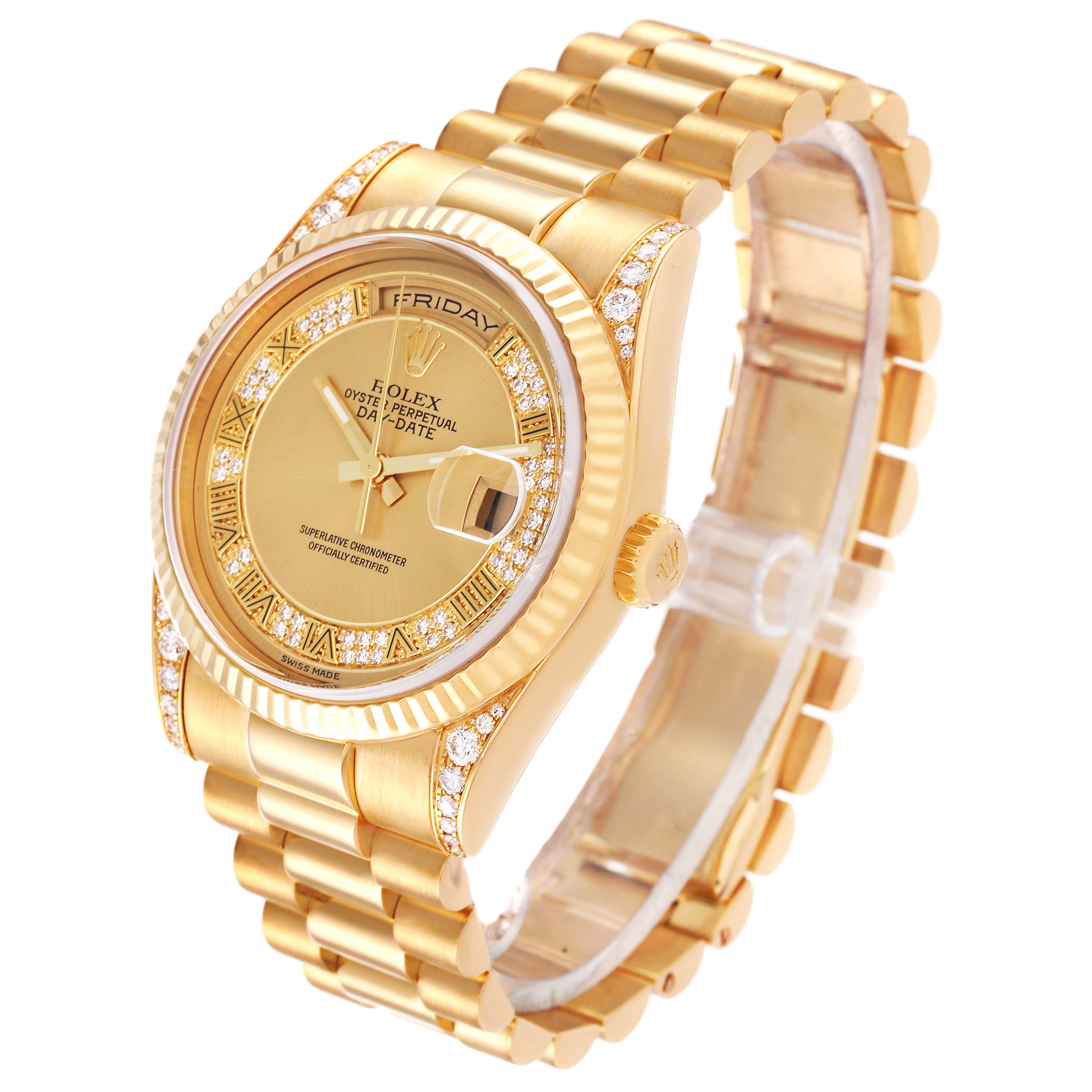 Rolex President Day Date Yellow Gold Myriad Dial Diamond Lugs Watch ...