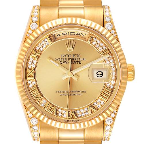 Photo of Rolex President Day Date Yellow Gold Myriad Dial Diamond Lugs Watch 118338