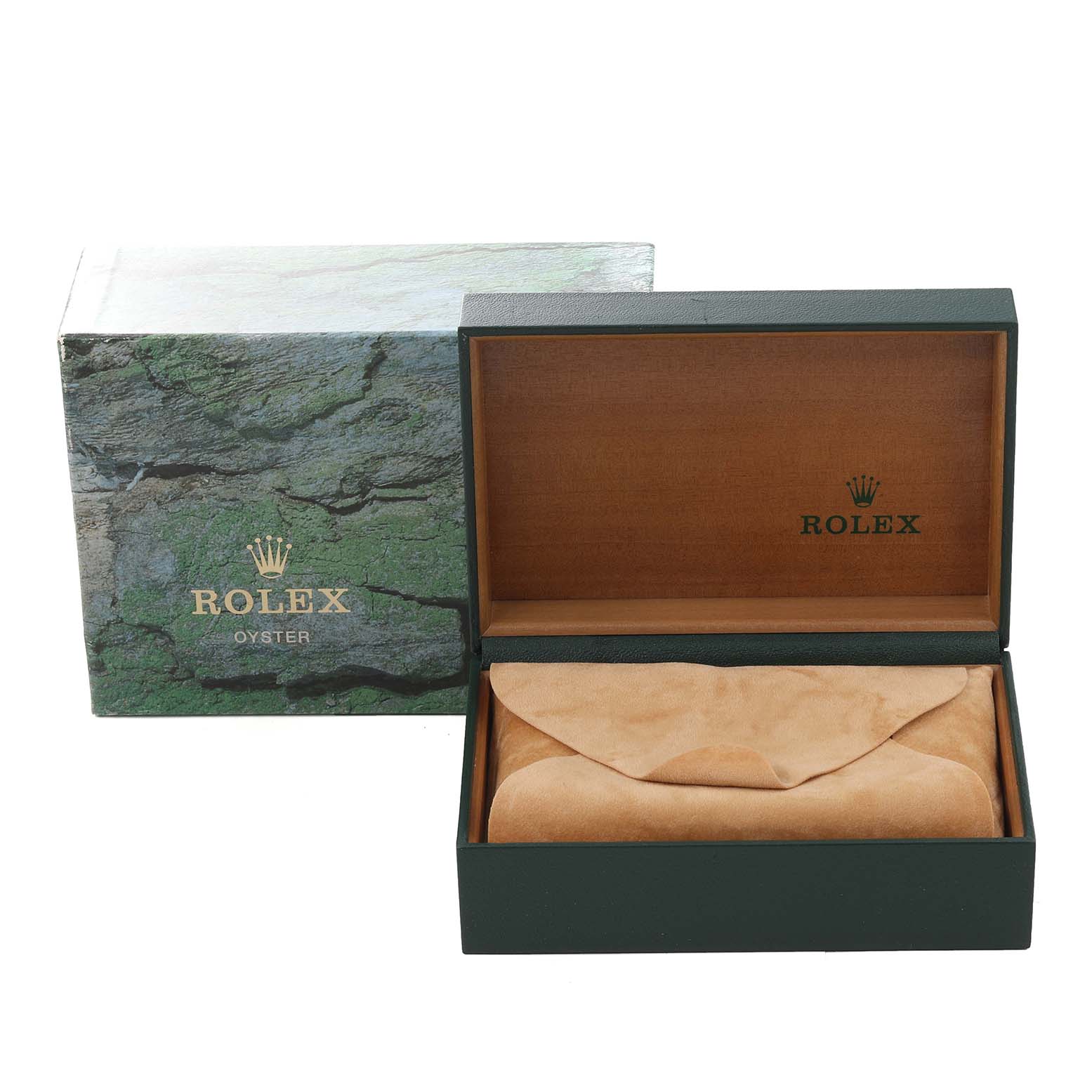 The image shows the Rolex Yacht-Master 16623 Men
s Steel and Gold (two tone) Blue Dial 16623 Men
s Steel and Gold (two tone) Blue Dial watch box and cushion at a front angle.