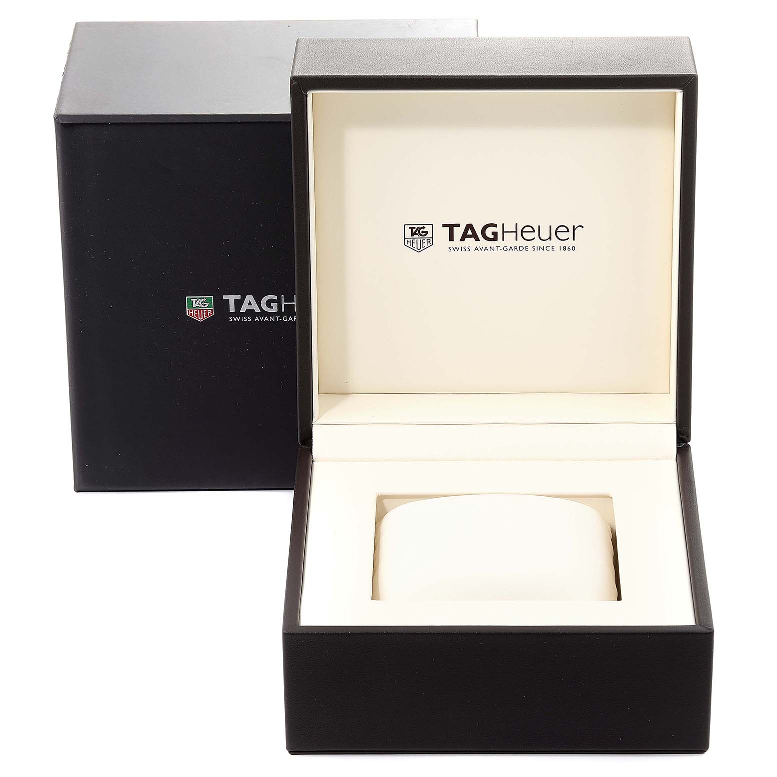 The image shows an open presentation box for a Tag Heuer Aquaracer WAJ1111.FT6015 Men's Stainless Steel Grey Dial WAJ1111.FT6015 Men's Stainless Steel Grey Dial, with the brand's logo visible inside the box.