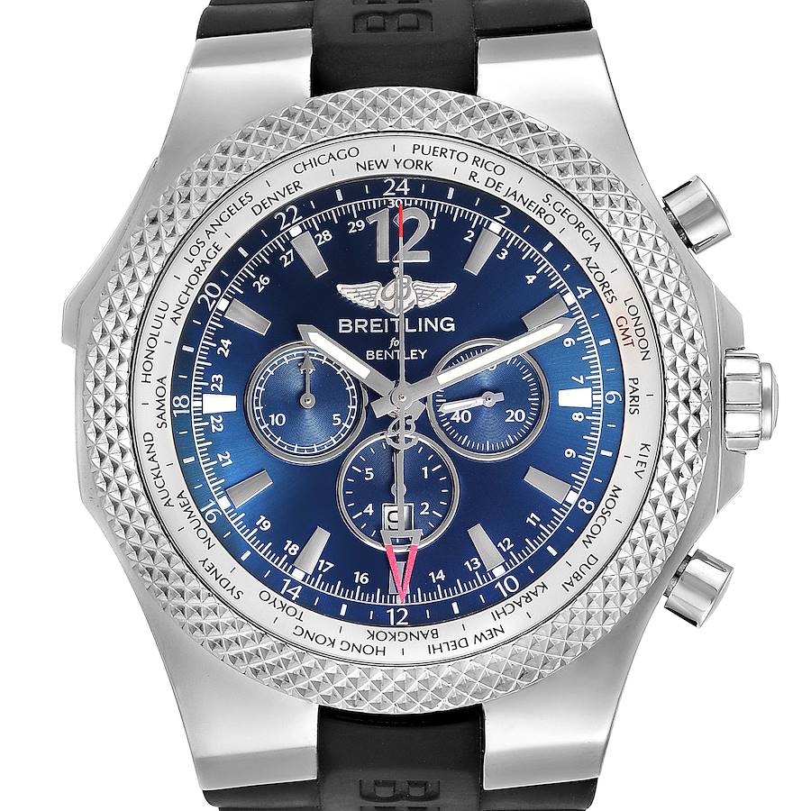 Breitling Bentley GMT Blue Dial Chronograph Steel Mens Watch A47362 SwissWatchExpo