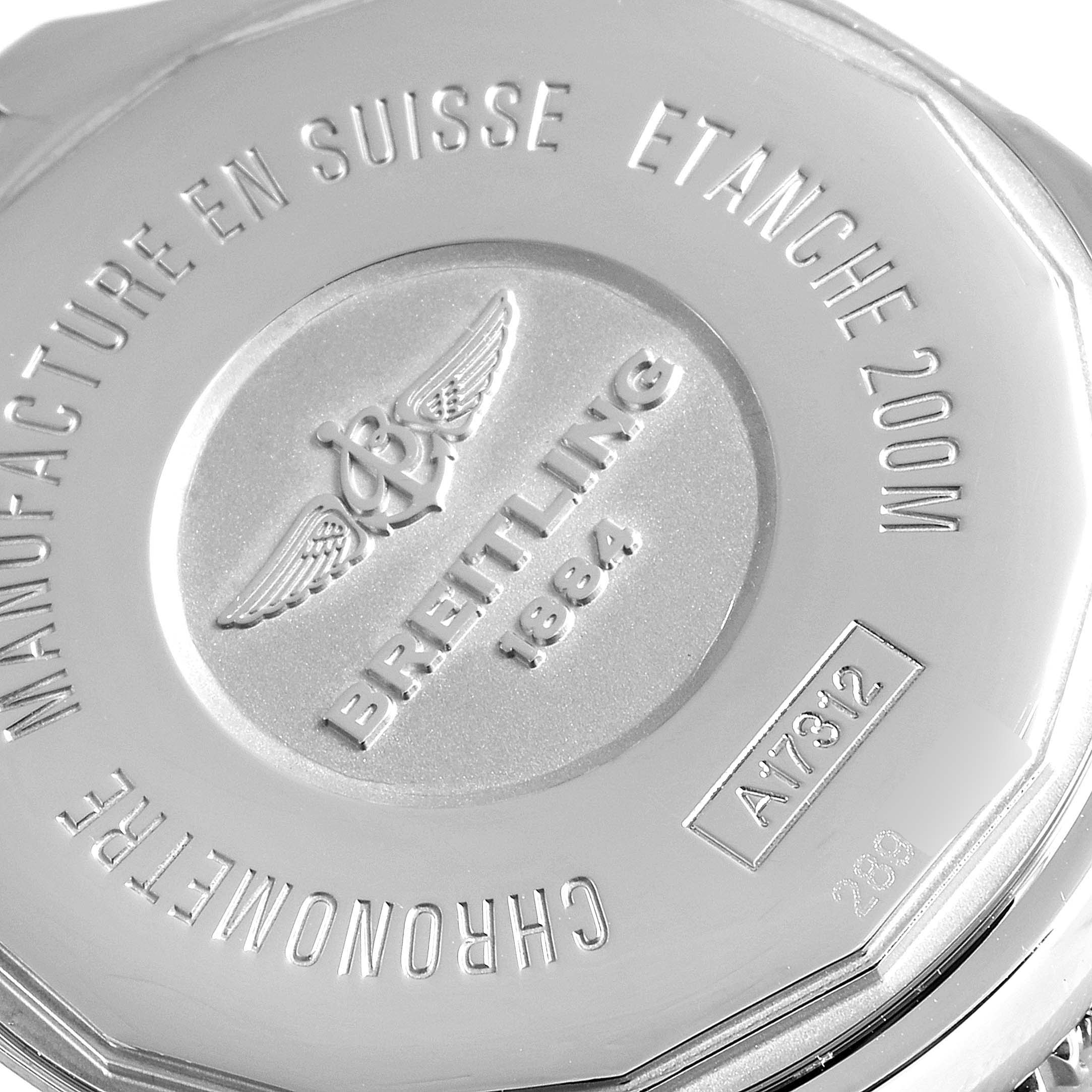 The image shows the back case of the Breitling A17312 Women's Stainless Steel White Dial A17312 Women's Stainless Steel White Dial Superocean II 36 Hurricane White Dial Ladies Watch A17312 model.