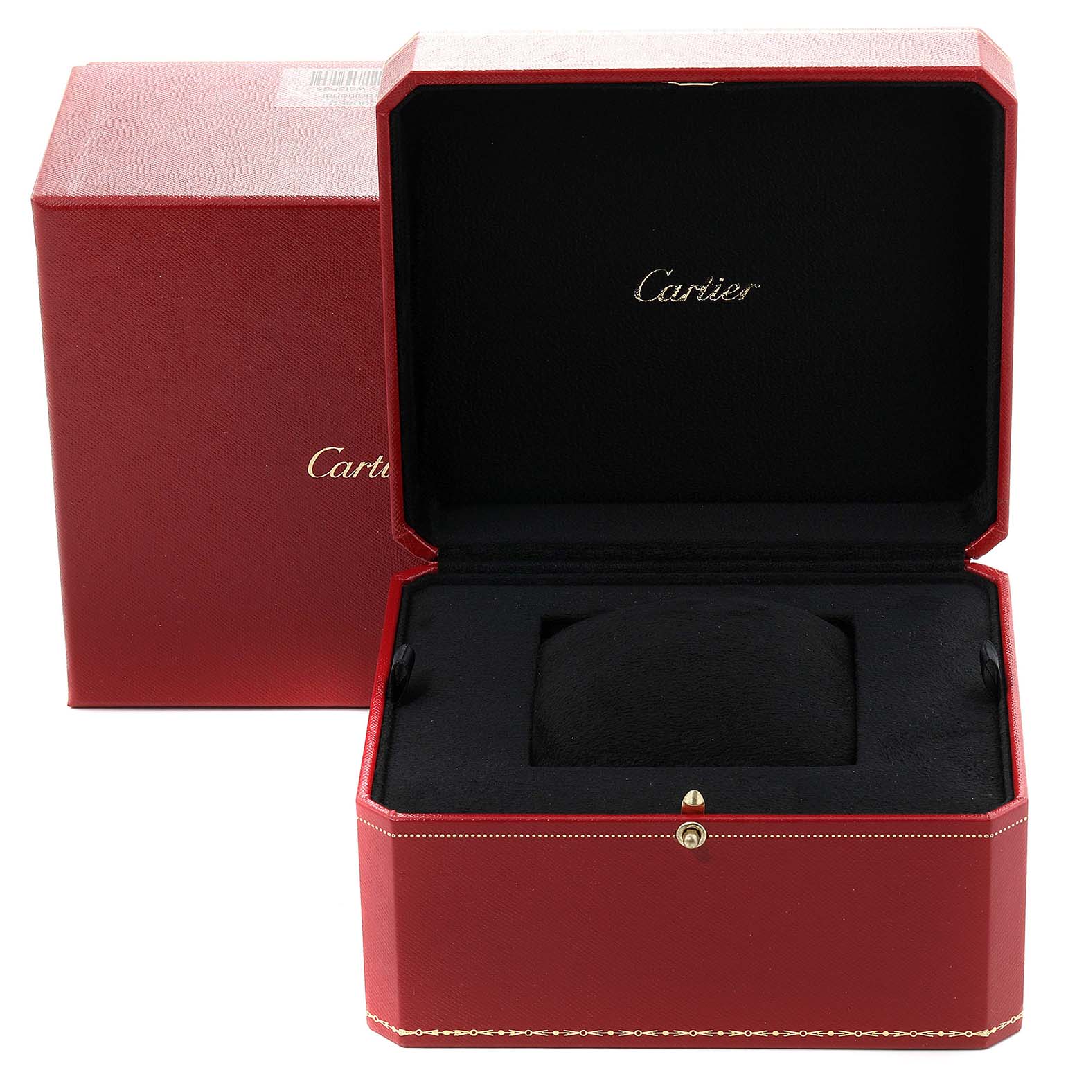 The image shows an open and closed case for the Cartier Ronde W6800251 Men's Rose Gold Silver Dial W6800251 Men's Rose Gold Silver Dial watch, highlighting the luxury packaging.