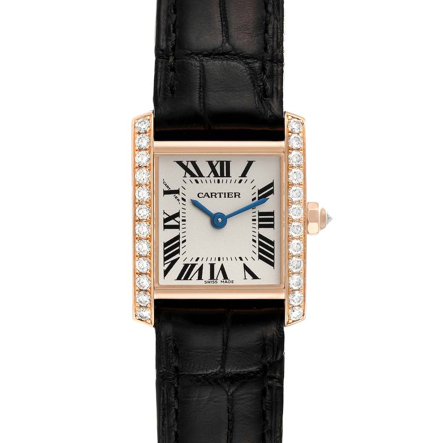 Cartier Tank Francaise Rose Gold Diamond Black Strap Ladies Watch WE104531 SwissWatchExpo