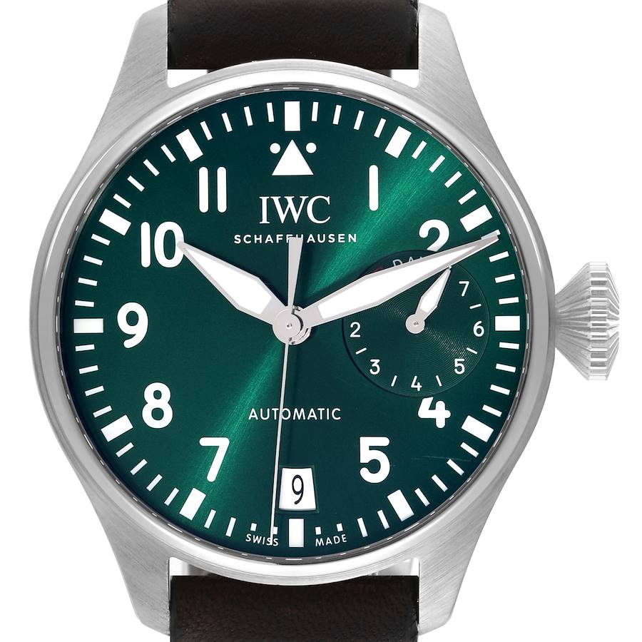 IWC Big Pilots 46mm Green Dial Automatic Steel Mens Watch IW501015 Box Card SwissWatchExpo