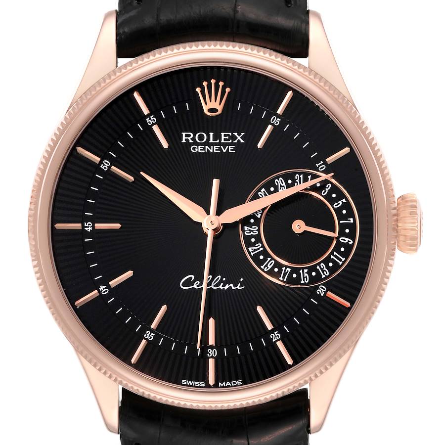 Rolex Cellini Date Everose Gold Black Dial Automatic Mens Watch 50515 Box Card SwissWatchExpo