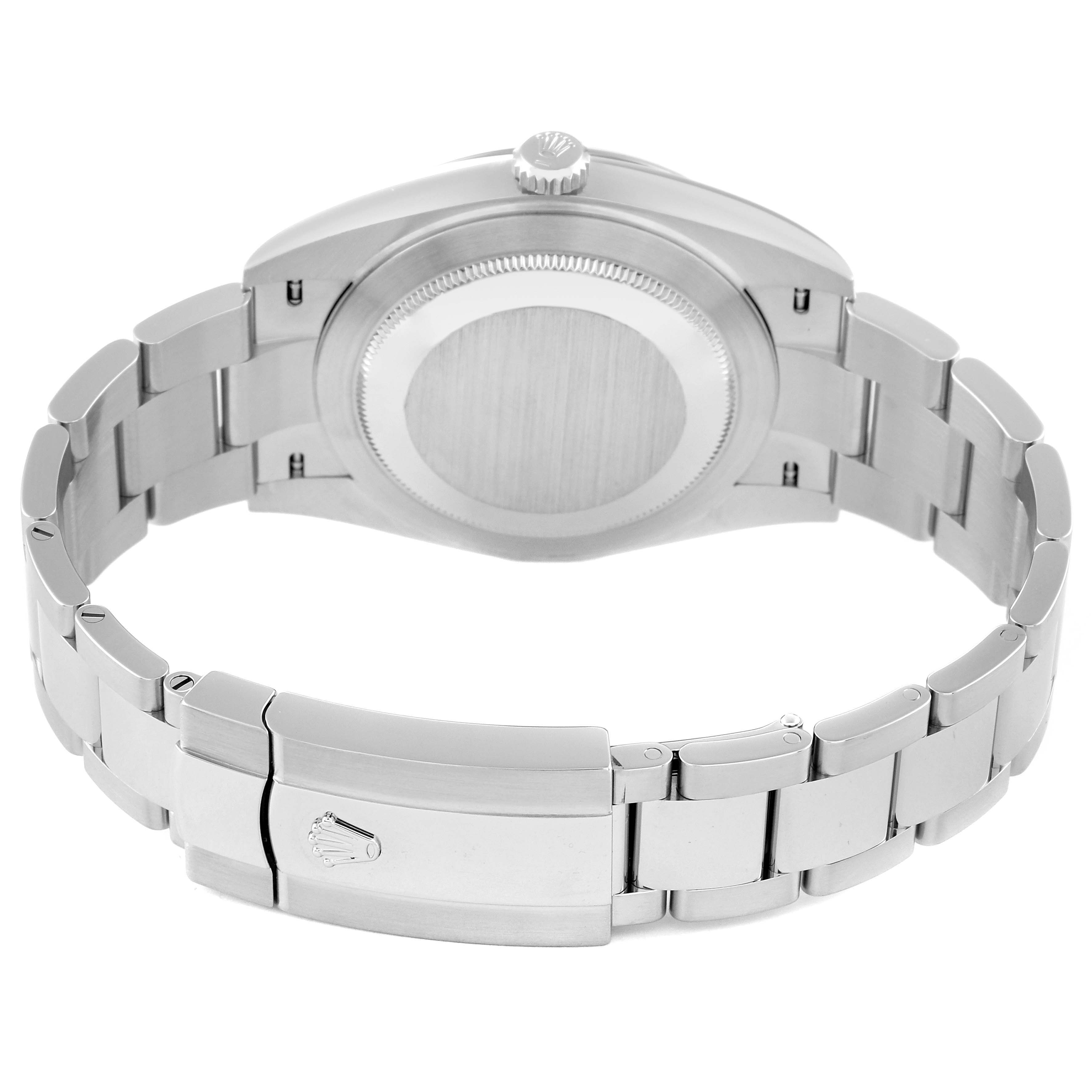 This image shows a rear view of the Rolex Datejust 41 126334 Men
s Stainless Steel Black Dial 126334 Men
s Stainless Steel Black Dial watch, highlighting the case back and bracelet clasp.