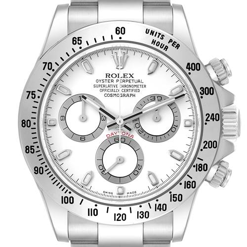 Photo of Rolex Daytona White Dial Chronograph Steel Mens Watch 116520 Box Card