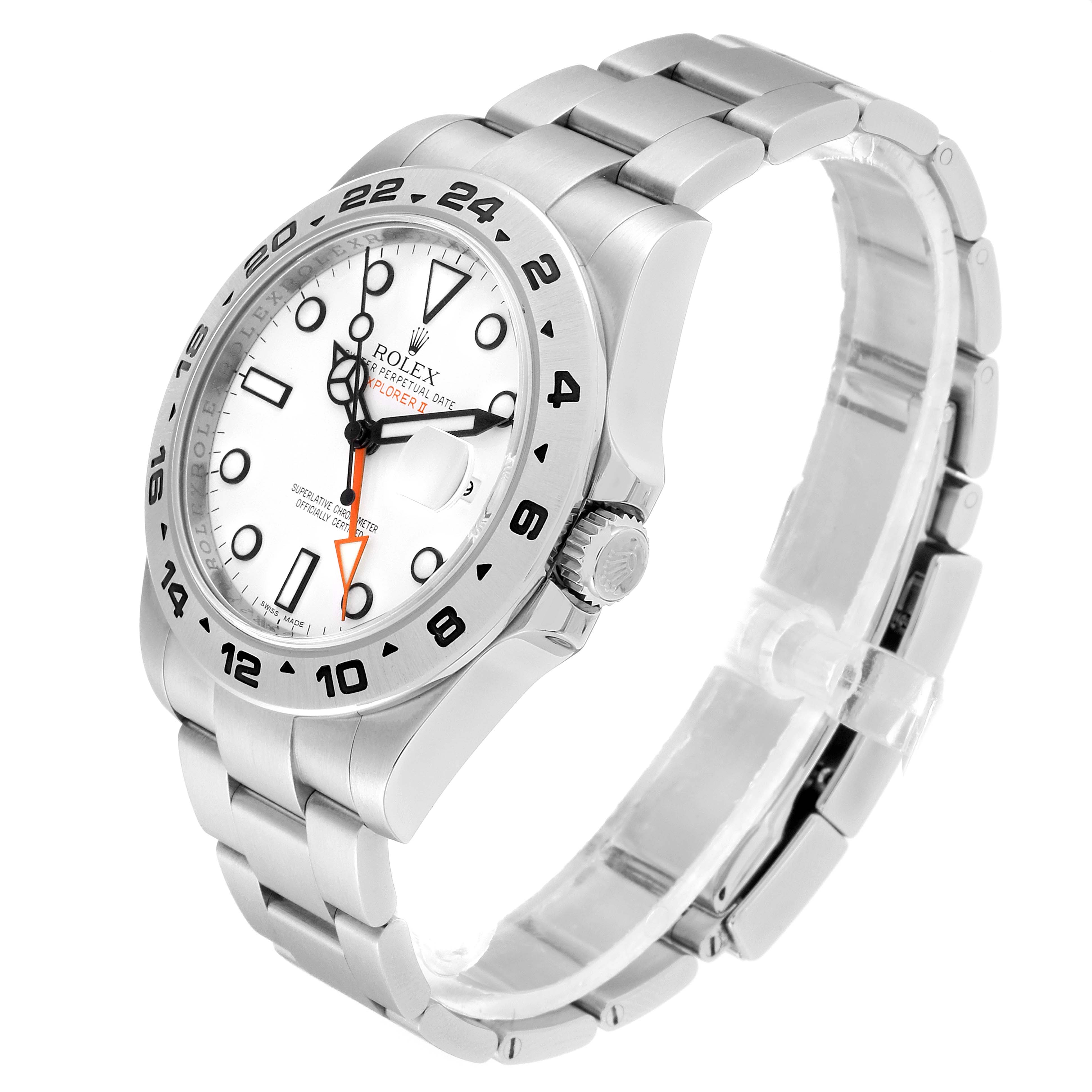 This image shows a Rolex Explorer 216570 Men
s Stainless Steel White Dial 216570 Men
s Stainless Steel White Dial model watch at an angled view, highlighting the face, bezel, crown, and bracelet.