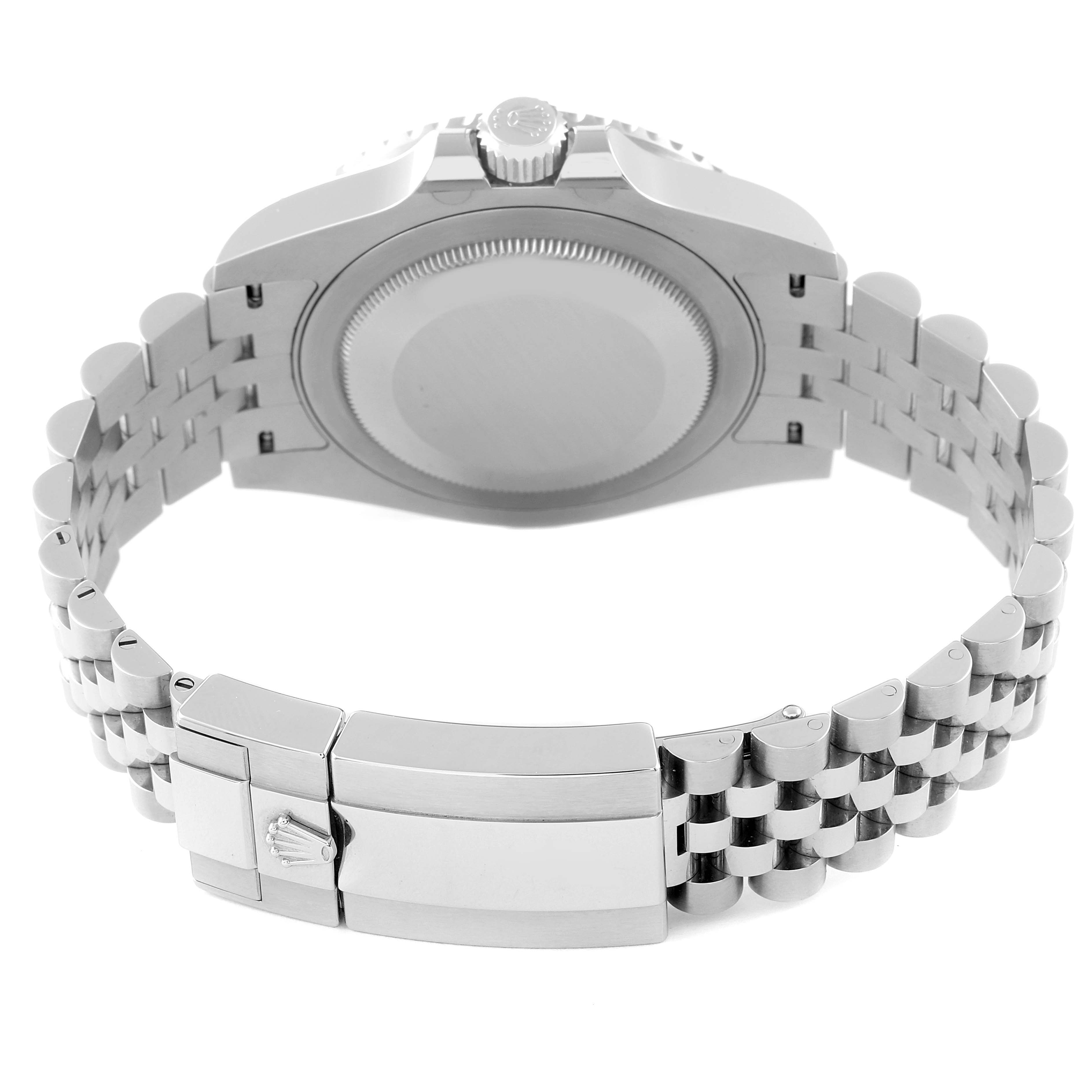 The image shows the back and bracelet clasp of a Rolex GMT-Master 126710 Men
s Stainless Steel Black Dial 126710 Men
s Stainless Steel Black Dial watch from a rear angle.