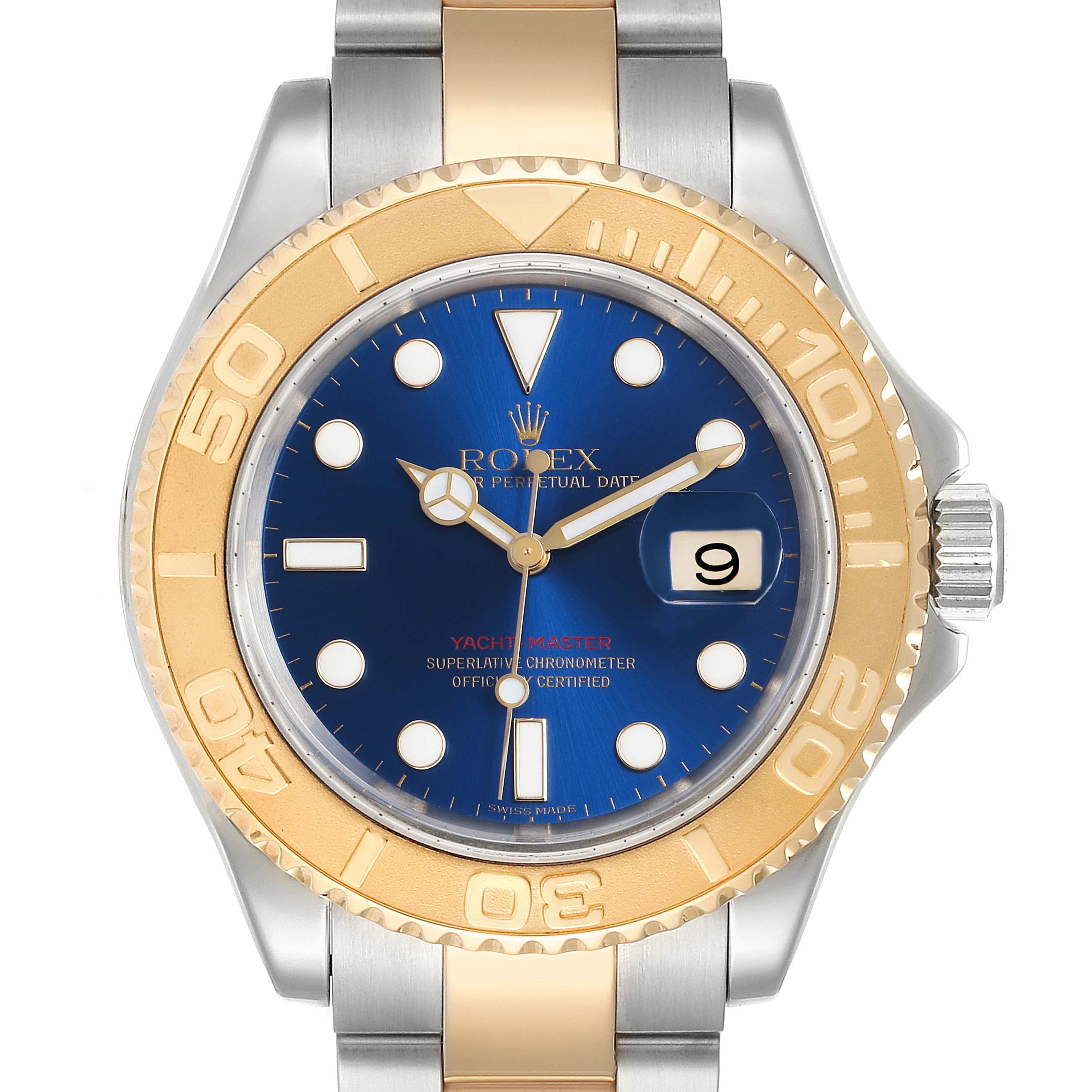 Rolex Yachtmaster 40mm Steel Yellow Gold Blue Dial Mens Watch 16623 ...