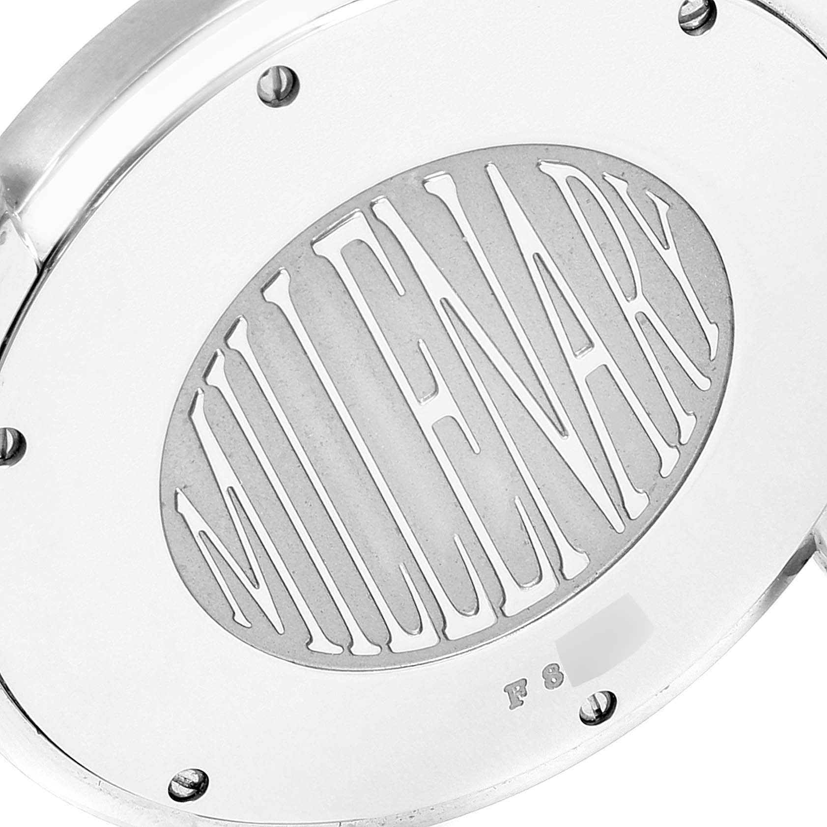 This image shows the engraved back case of a Millenary model watch by Audemars Piguet.