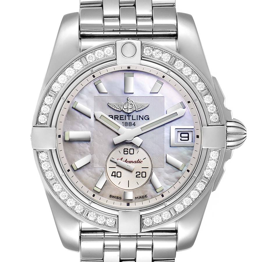 Breitling Galactic 36 Mother of Pearl Diamond Steel Ladies Watch A37330 Box Papers SwissWatchExpo