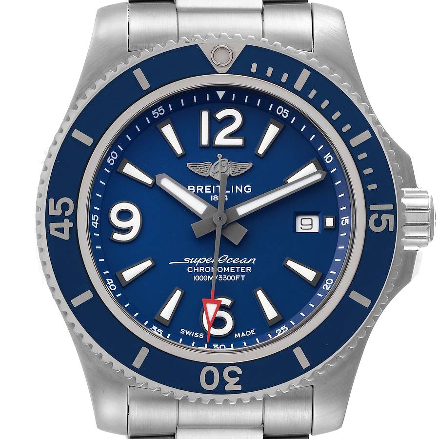 Breitling Superocean II Blue Dial Steel Mens Watch A17367 Box Papers SwissWatchExpo