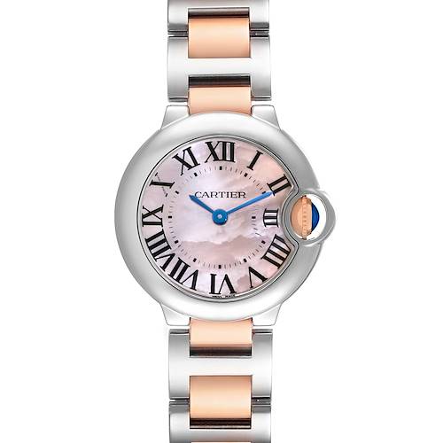 Photo of Cartier Ballon Bleu 28 Steel Rose Gold Pink MOP Ladies Watch W6920034 Papers
