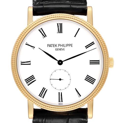 Photo of Patek Philippe Calatrava Yellow Gold White Dial Mens Watch 5119 5119J Papers