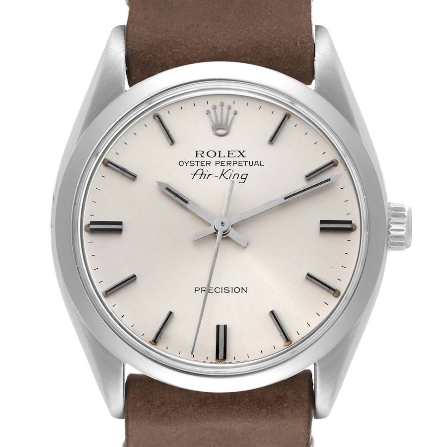 Rolex Air King Precision Silver Dial Vintage Steel Mens Watch 5500 SwissWatchExpo