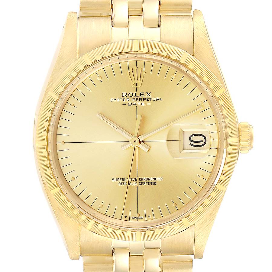 Rolex Date Yellow Gold Jubilee Bracelet Vintage Mens Watch 1512 SwissWatchExpo