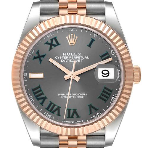 Photo of Rolex Datejust 41 Steel Everose Gold Wimbledon Dial Mens Watch 126331 Box Card