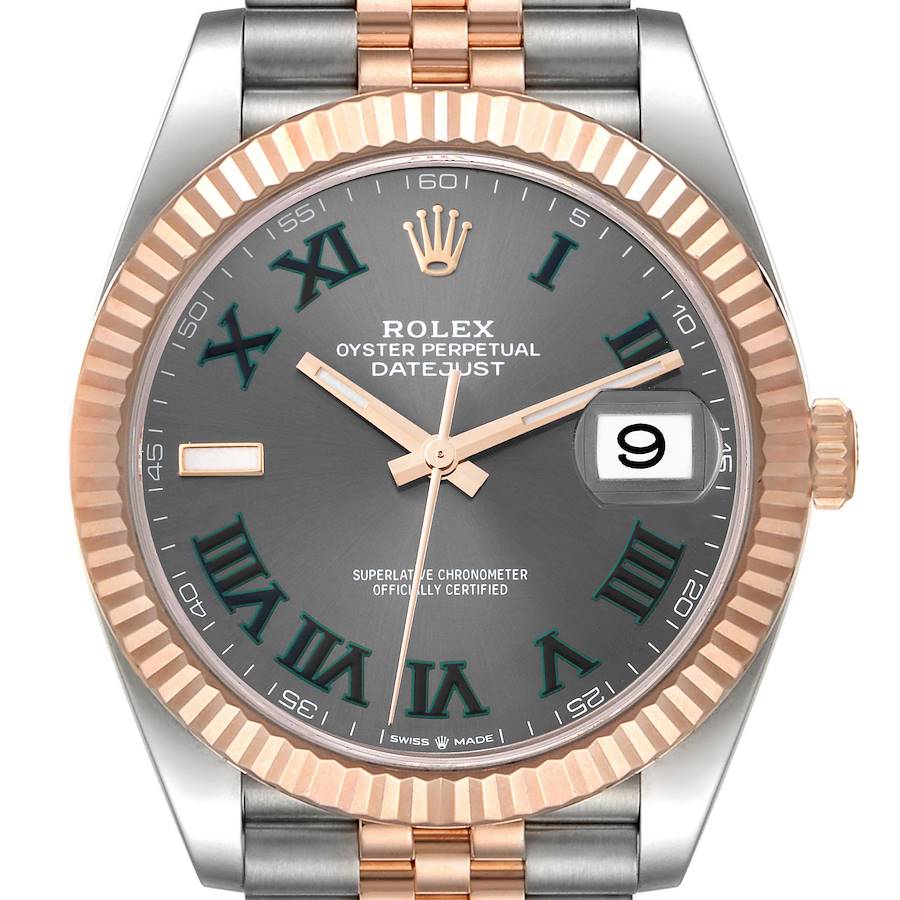 Rolex Datejust 41 Steel Everose Gold Wimbledon Dial Mens Watch 126331 Box Card SwissWatchExpo