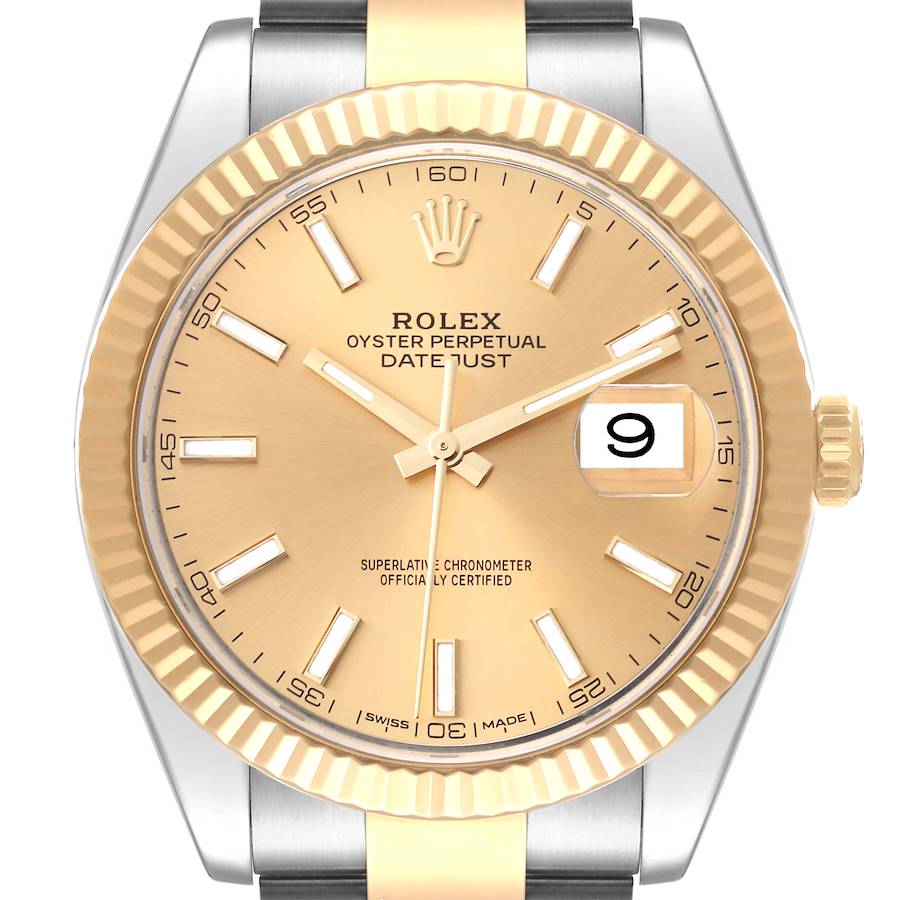 Rolex Datejust 41 Steel Yellow Gold Champagne Dial Mens Watch 126333 SwissWatchExpo