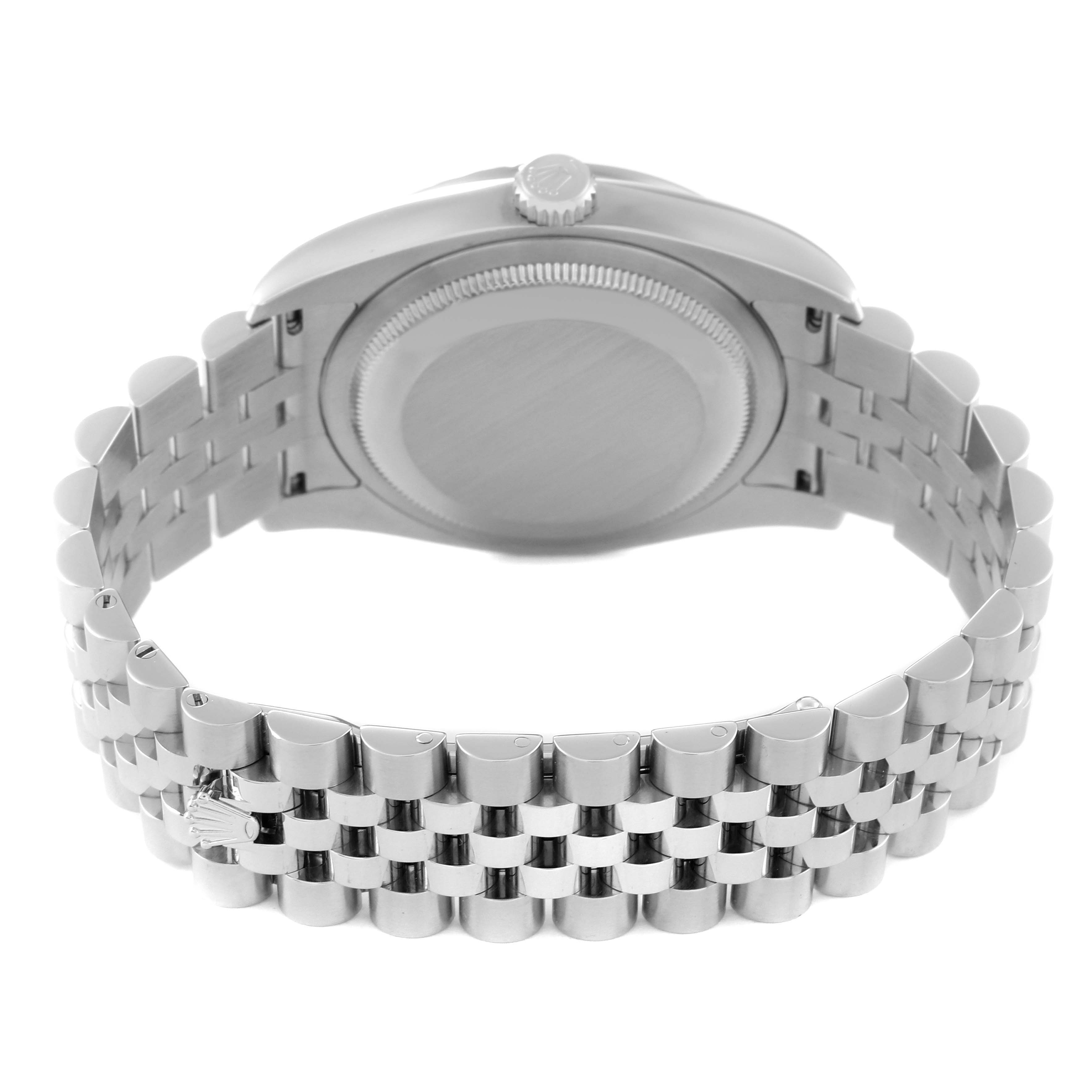 This image shows the back case and bracelet of a Rolex Datejust 116244 Men's Stainless Steel Silver Dial 116244 Men's Stainless Steel Silver Dial watch from a rear angle.