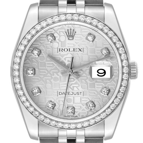 Photo of Rolex Datejust Silver Anniversary Dial Steel Diamond Mens Watch 116244