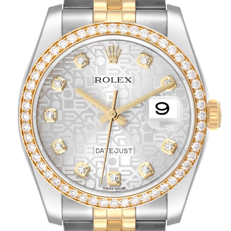 Rolex Datejust Steel Yellow Gold Anniversary Diamond Dial Mens Watch 116243 SwissWatchExpo