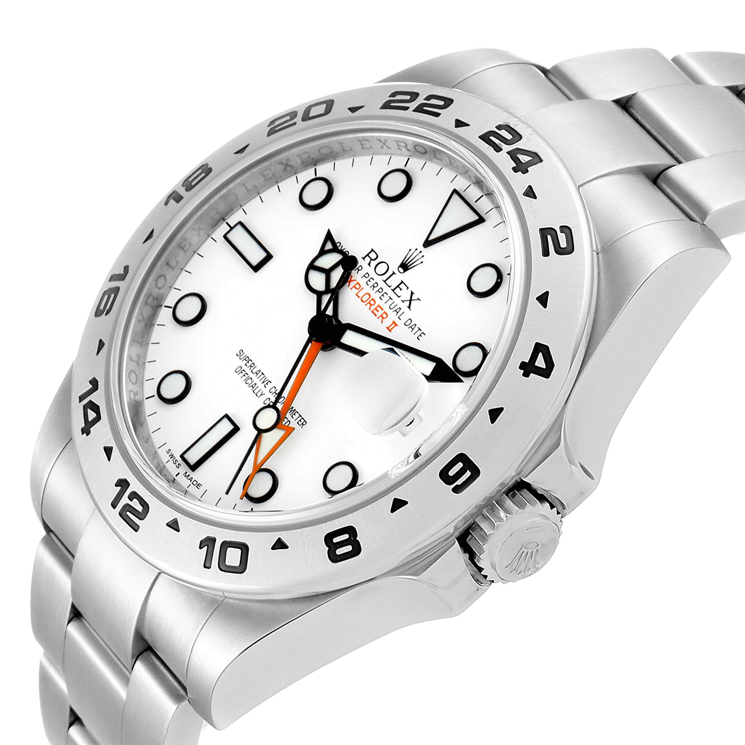The image shows a side angle of the Rolex Explorer 216570 Men
s Stainless Steel White Dial 216570 Men
s Stainless Steel White Dial watch, highlighting the face, bezel, crown, and part of the bracelet.