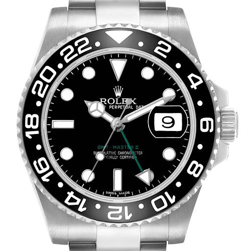 Photo of Rolex GMT Master II Steel Green Hand Mens Watch 116710 Box Card