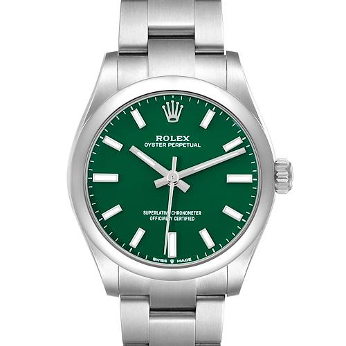 Photo of Rolex Oyster Perpetual Midsize Green Dial Automatic Steel Ladies Watch 277200