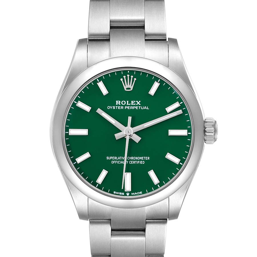 Rolex Oyster Perpetual Midsize Green Dial Automatic Steel Ladies Watch 277200 SwissWatchExpo