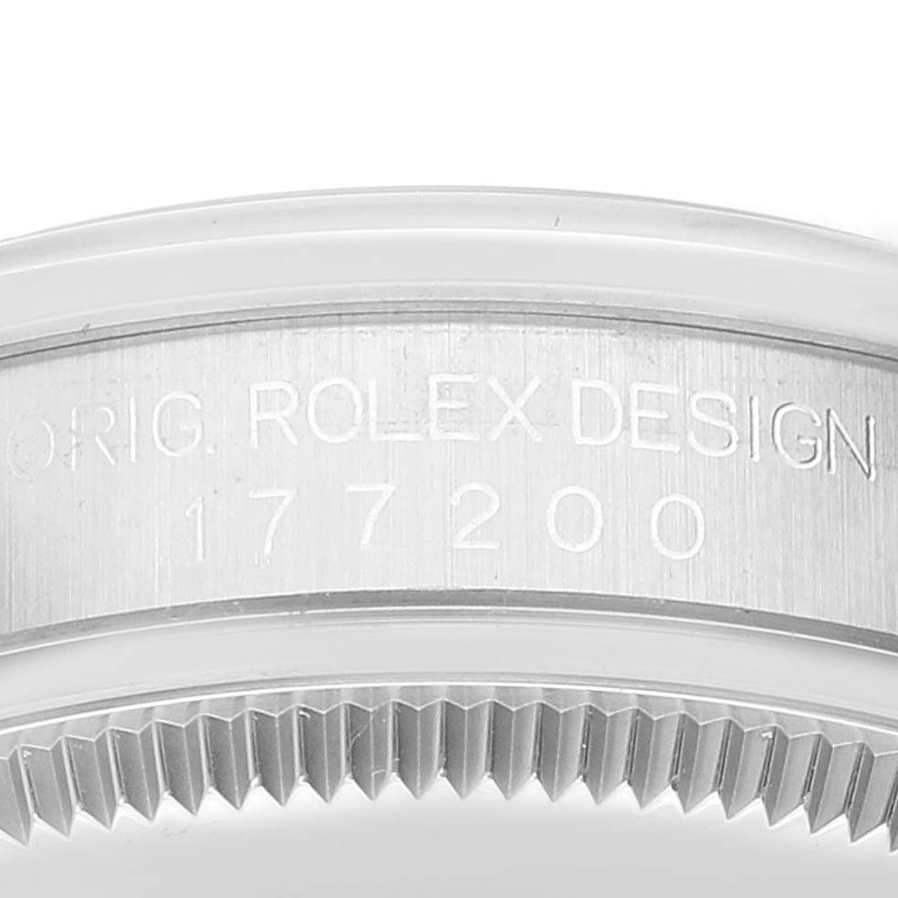 This image shows the case side view of a Mid-Size Rolex model with the text "ORIG. ROLEX DESIGN" and the model number "177200."