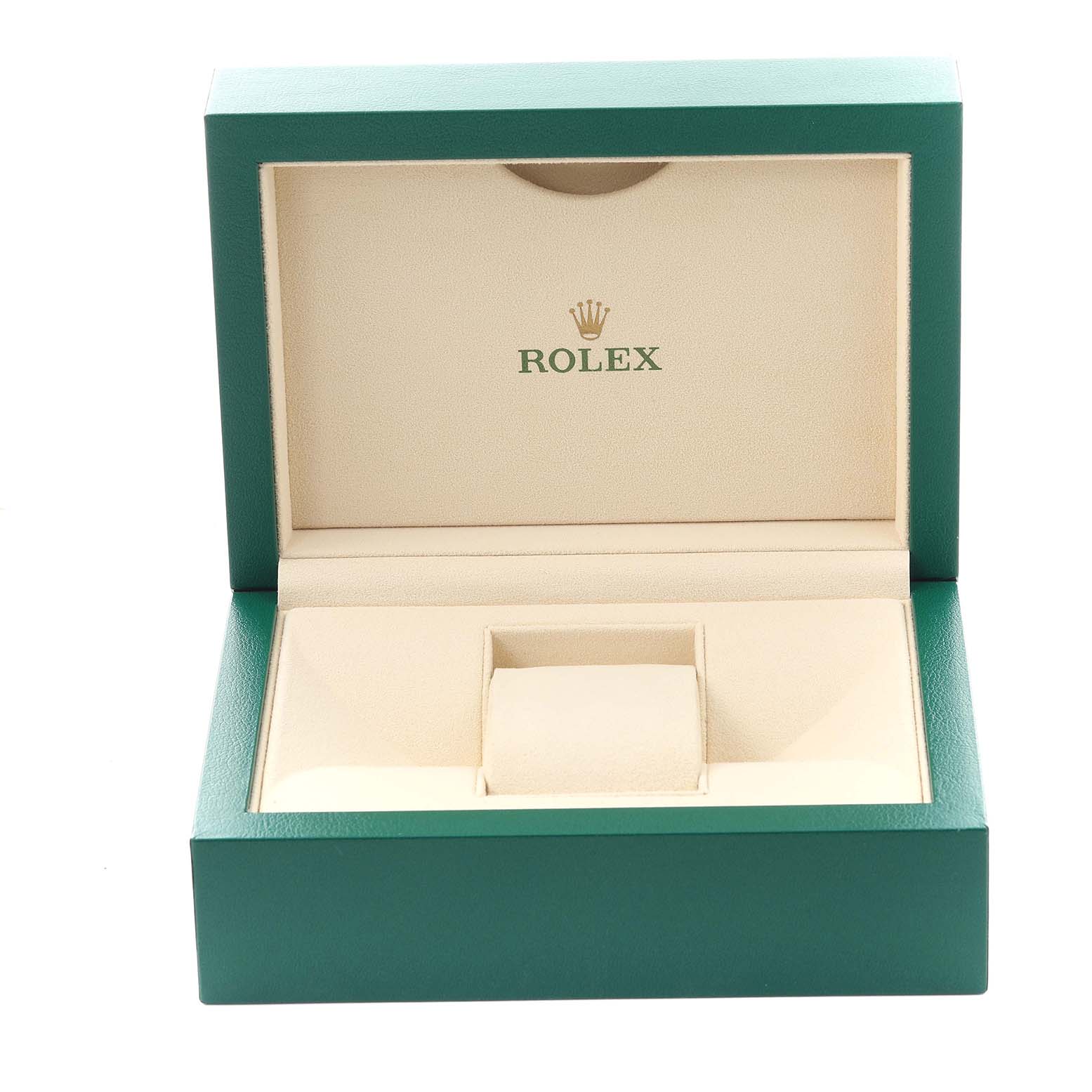 The image shows an open Rolex Yacht-Master 226659 Men's White Gold Black Dial 226659 Men's White Gold Black Dial watch box from a front angle.