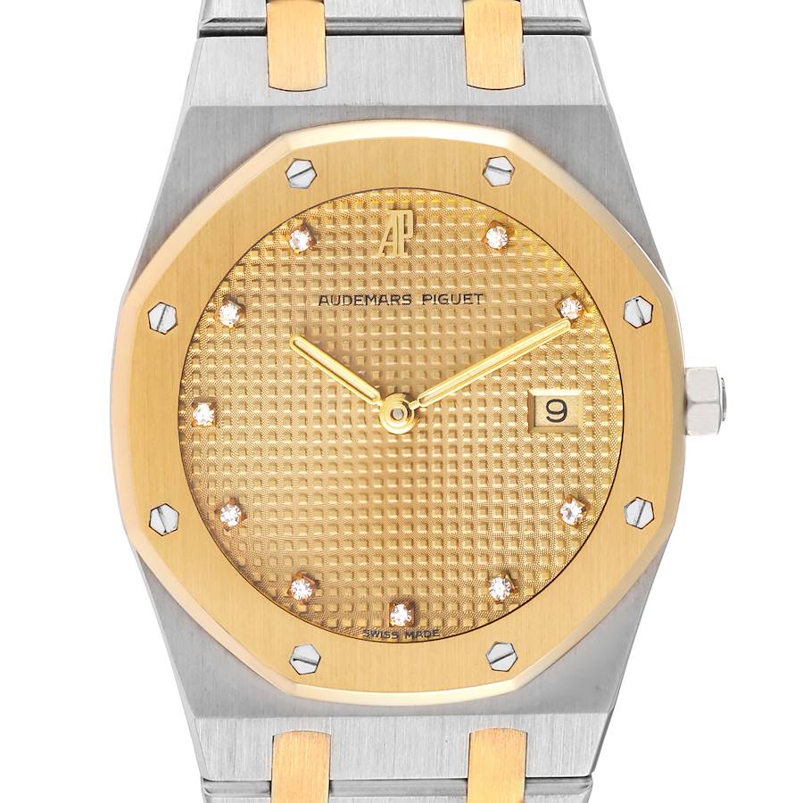 Audemars Piguet Royal Oak Steel Yellow Gold Diamond Mens Watch 56175SA SwissWatchExpo