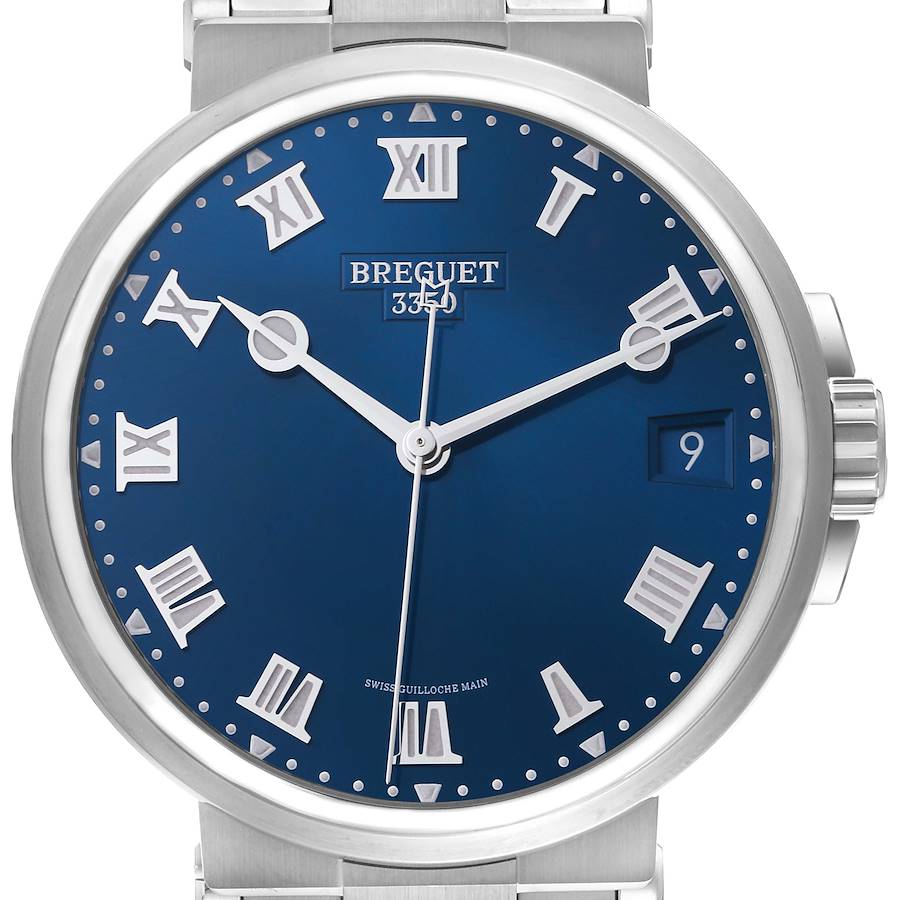 Breguet Marine Automatic Titanium Blue Dial Mens Watch 5517TI SwissWatchExpo