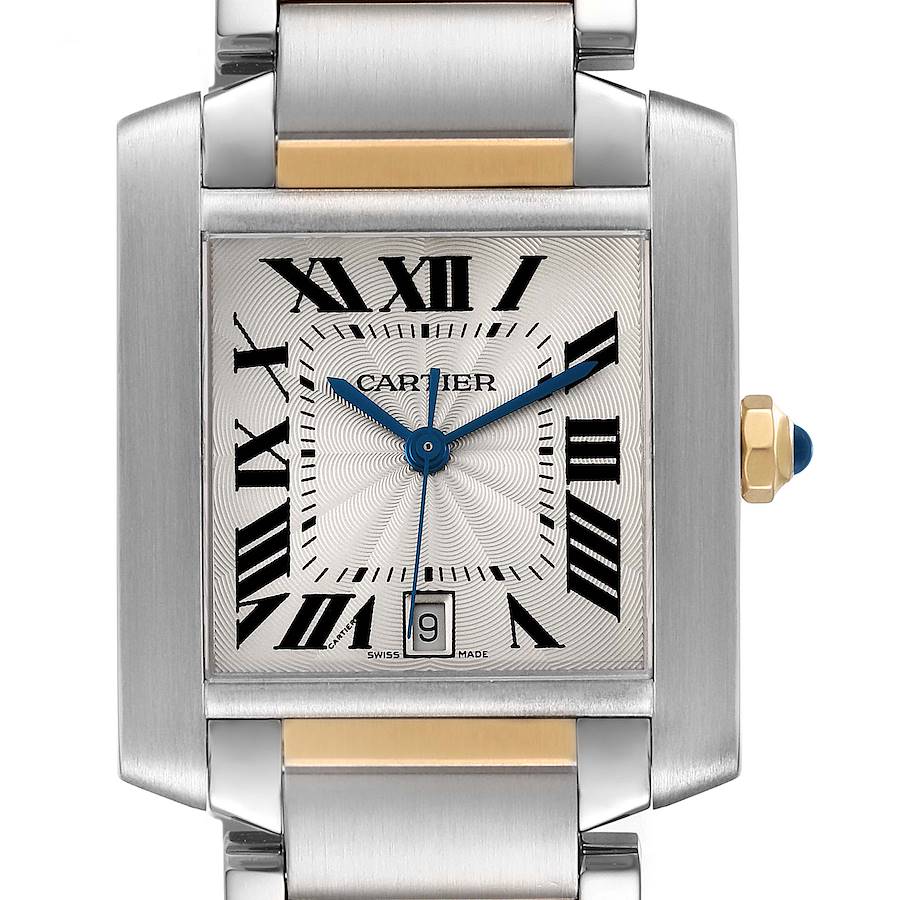 Cartier Tank Francaise Steel Yellow Gold Large Mens Watch W51005Q4 Box Papers SwissWatchExpo