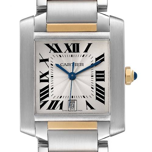 Photo of Cartier Tank Francaise Steel Yellow Gold Large Mens Watch W51005Q4 Box Papers