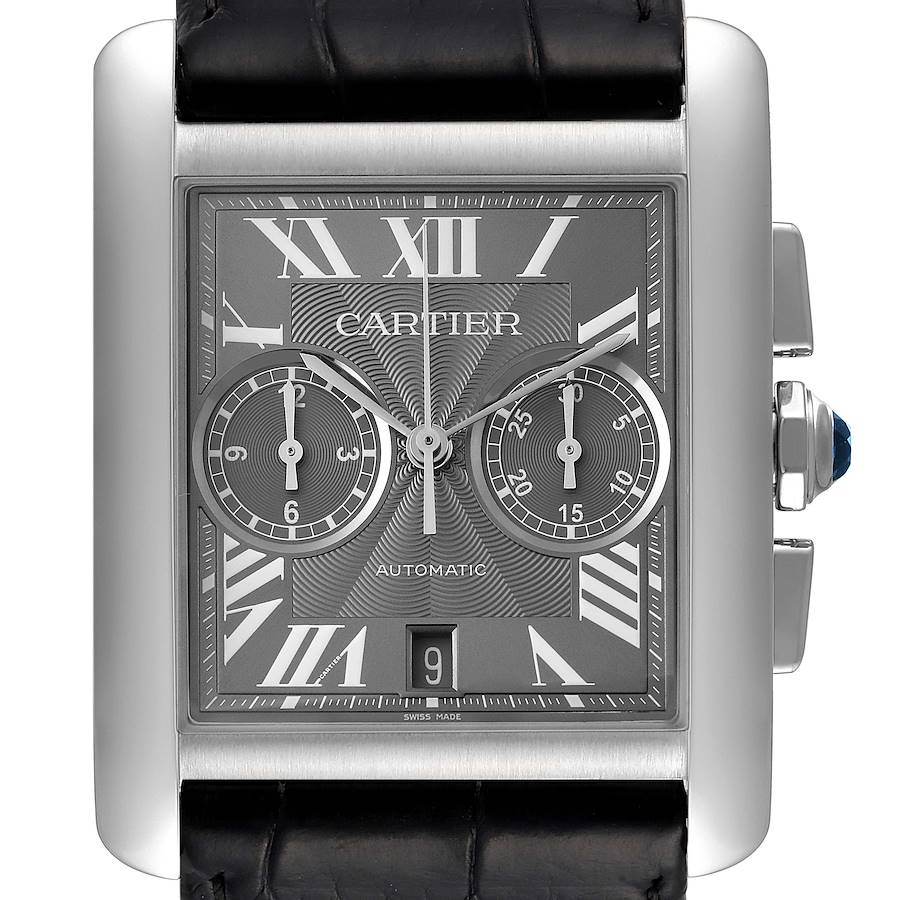 Cartier Tank MC Grey Dial Steel Chronograph Steel Mens Watch W5330008 SwissWatchExpo
