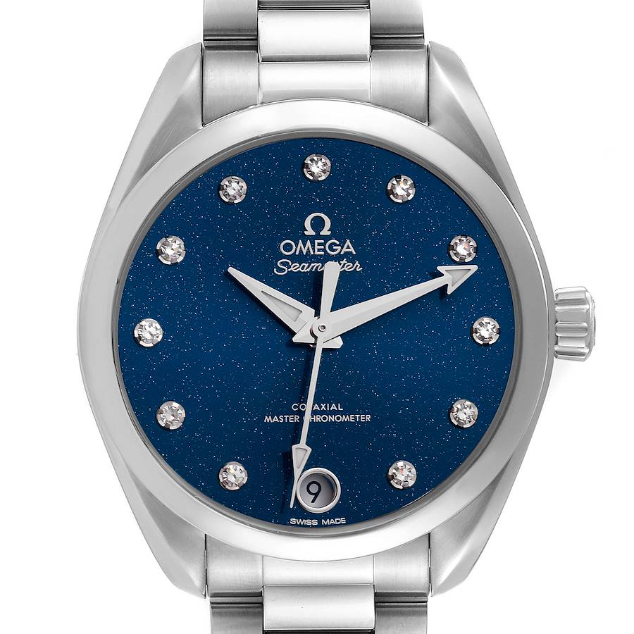 Omega Aqua Terra Blue Diamond Dial Ladies Watch 220.10.34.20.53.001 Box Card SwissWatchExpo
