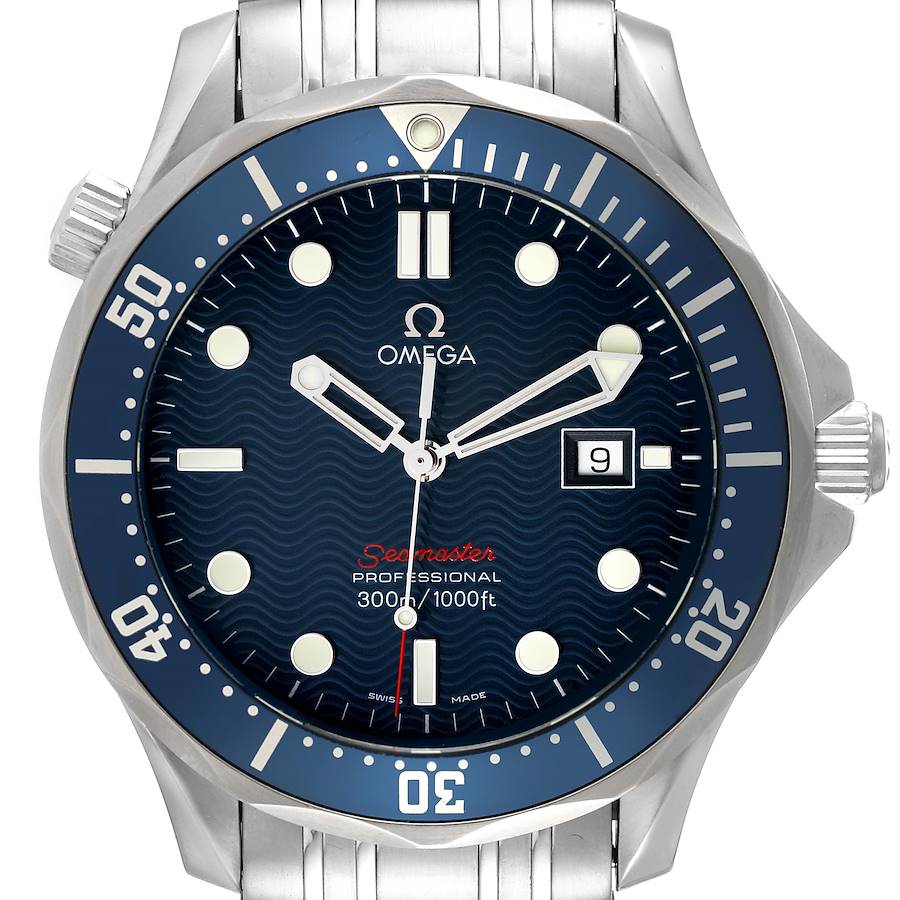 Omega Seamaster Bond 300M Blue Wave Dial Mens Watch 2221.80.00 SwissWatchExpo