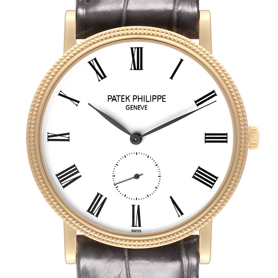 Patek Philippe Calatrava Yellow Gold White Dial Mens Watch 5119J SwissWatchExpo