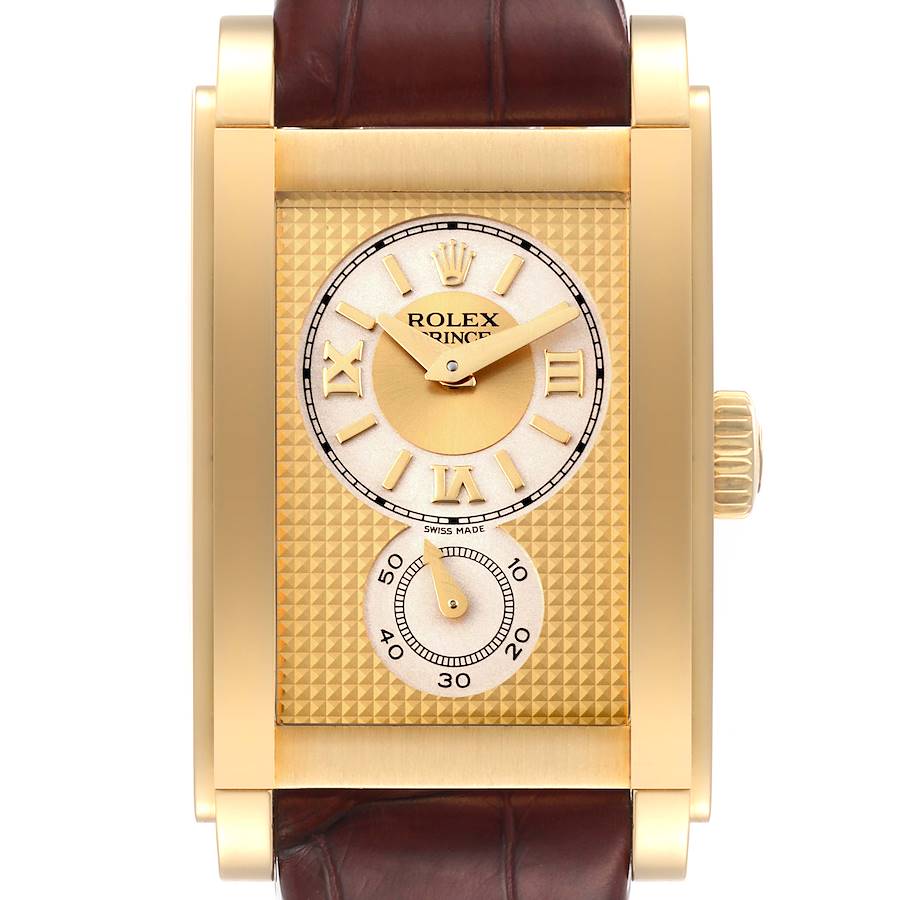 Rolex Cellini Prince Yellow Gold Champagne Dial Mens Watch 5440 Box Service Card SwissWatchExpo