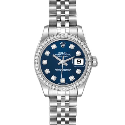Photo of Rolex Datejust Steel White Gold Blue Dial Diamond Ladies Watch 179384